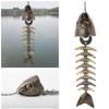 Vintage Fish Skeleton Windchime Cast Iron Fish Bone Metal Wind Chimes for Outdoor Garden Decor Melody for Home, Yard, Porch E5A6