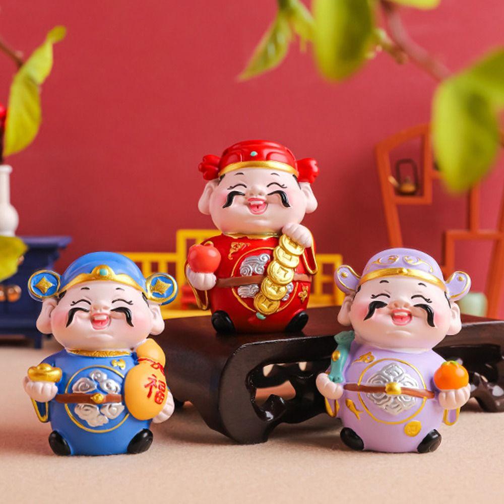 Cute Lucky New Year Statue Fortune Chinese God Statue New Year Decoration Gifts