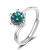 Bague Ringen Кольцо из стерлингового серебра 925 пробы, 1 карат, муассанит, ювелирные изделия с бриллиантами, снежинка, регулируемые кольца с шестью когтями для женщин