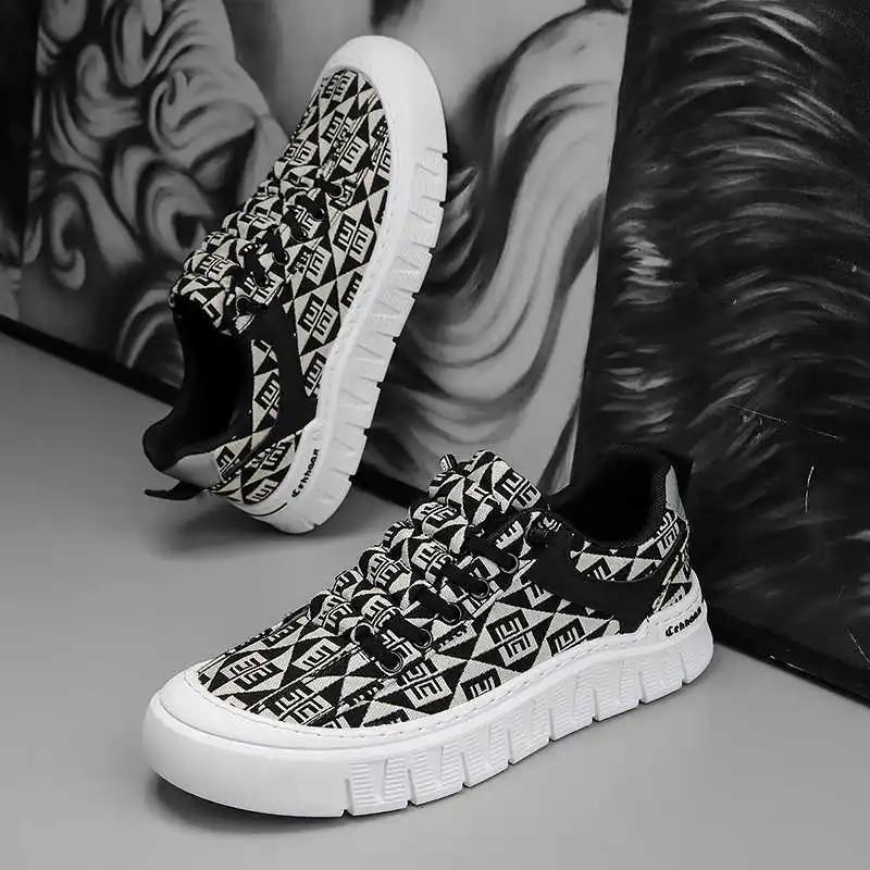 Мужские осенние кроссовки на толстой подошве, черные, на шнурках, мужские ботинки, спортивные сапатени, тренды, высокое качество, твнис