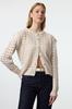 Women's Fashionable Stylish Cardigan Ecru Lace Detailed Openwork Perforated Knitwear Cardigan