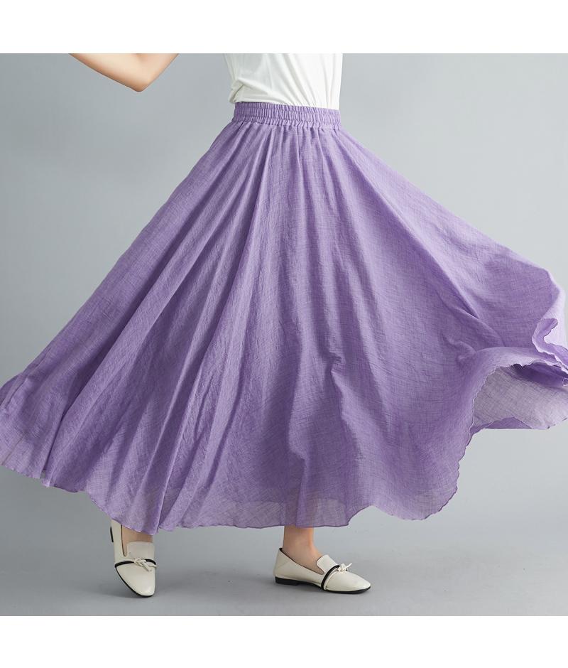 Dimanaf Plus Size Women Linen Skirts Female Elastic Basic Fashion Japanese Dress