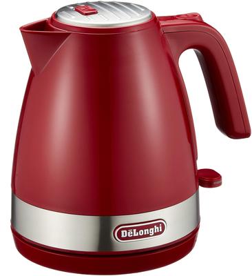Электрический чайник DeLonghi серии Active, итальянский дизайн, фильтр для предотвращения посторонних включений, открывающийся одним нажатием, легко различимый счетчик воды, держатель шнура питания, гарантия 3 года
