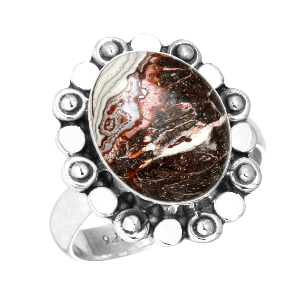 Кольцо из стерлингового серебра 925 пробы Женское с драгоценным камнем Ручной работы Ювелирное изделие Подарок на Новый год Сумасшедший кружевной агат Далматин Дендрит Опал Эвдиалит Говлит К2 Яшма Солитер