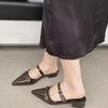 Fashion Baotou Slippers Summer Pointed Toe Shallow Mouth Metal Buckle One Strap Anti-slip Wear-resistant Kitten Heel Sandals
