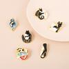 Starry Hugging Animals Enamel Pins Custom Sun Moon Cat Deer Dragon Snake Koi Hands Brooches Lapel Badge Black White Jewelry Gift