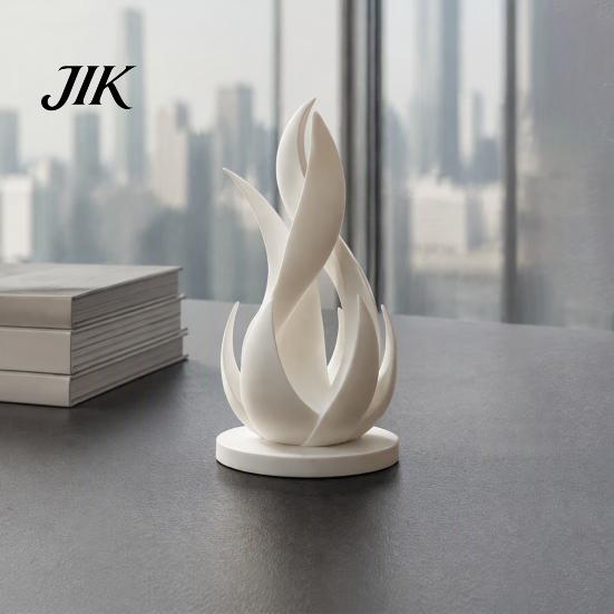 Sophisticated Home Office Decor 3D Printed Abstract Flame Sculpture, Modern Minimalist Twisted Art Creative Gift for Lovers Statue Desk And