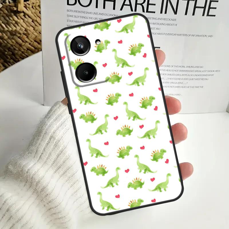 Dinosaur Pattern Case For Realme C67 C55 C53 C51 C35 C33 C31 C30 C25s C21Y GT Neo 5 GT5 9 10 11 12 Pro Plus