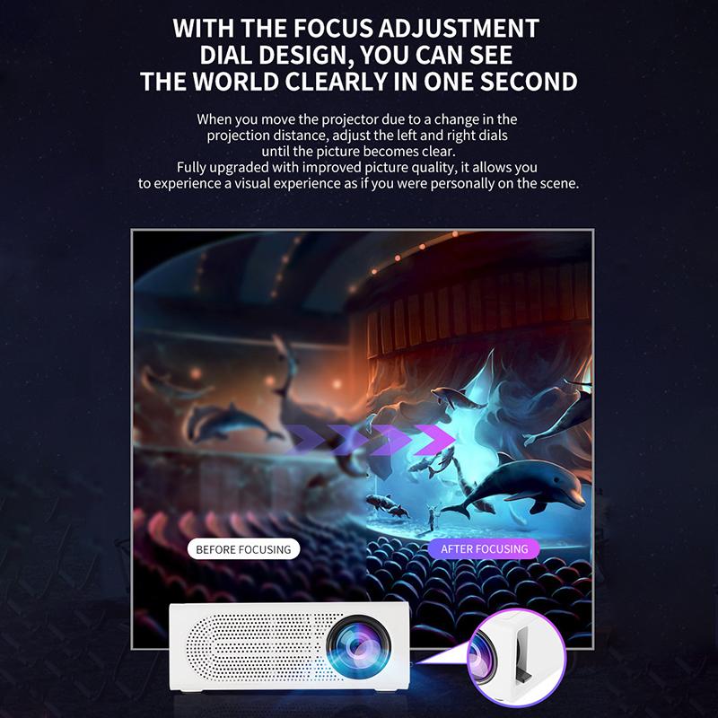 1080P Portable Mini Projector Usb Power Supply For Home Cinema Outdoor Camping Wired Phone Connection 100 Inches Screen Display