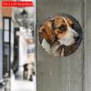 2d Flat 20*20cm, Spring Wooden Sign Circular Wreath Sign, Father's Day Gifts, Beagles Themed Decoration, for Home, Kitchen, Garden, Bedroom, Bar Decor