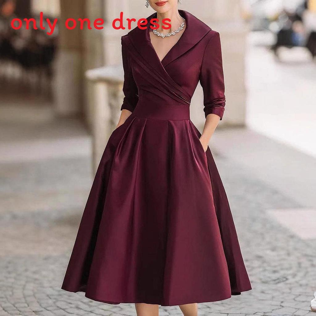Elegant Satin Long Sleeve Dress With High Waist For Business And Street Style Women