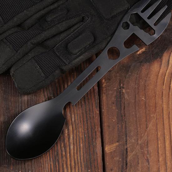 Многофункциональная уличная вилка, ложка, посуда, легкая, легко носить с собой, широко используемая, тактическая ложка, открывалка для бутылок, инструмент для выживания в кемпинге