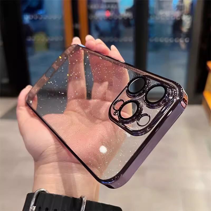 Применимо к iPhone17 Гальванизированный ПК Блестящий порошок Чехол для мобильного телефона Apple 16ProMax Ультратонкий Полное покрытие 15 Чехол для защиты от падений