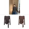 Korean Style Striped T Shirt With Tie Details For Fall Winter Fashion