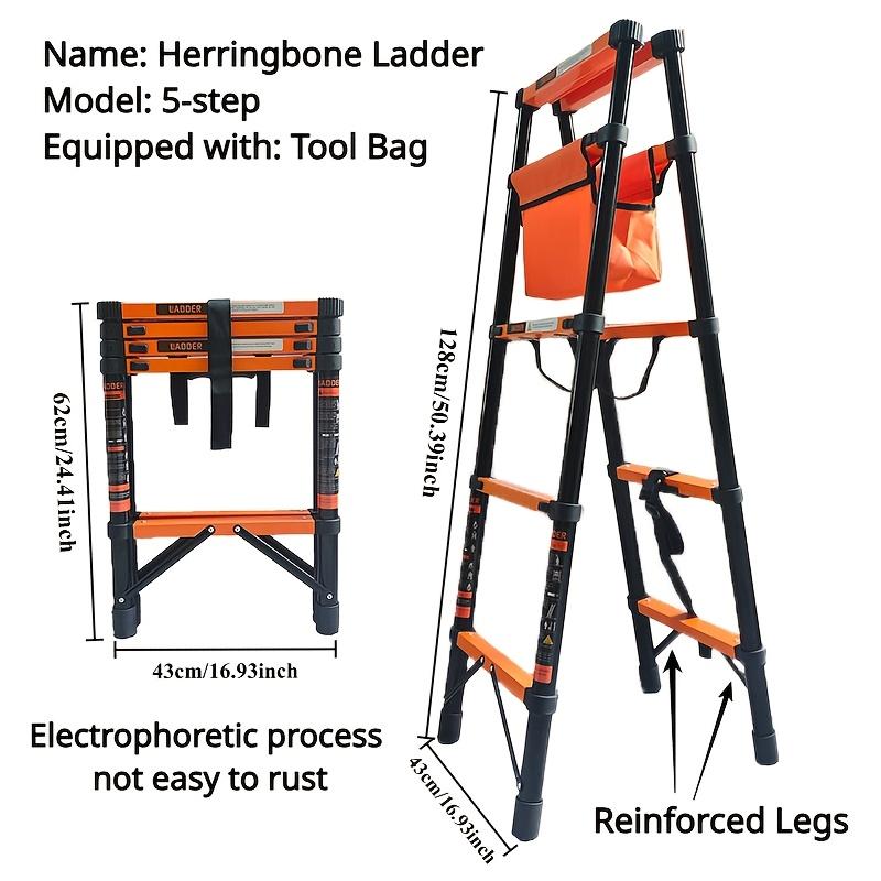 Telescopic Ladder, Portable Stepladder - Max Load 120 Kg, with Tool Storage Bag, Ideal for Decoration and Maintenance Scenarios