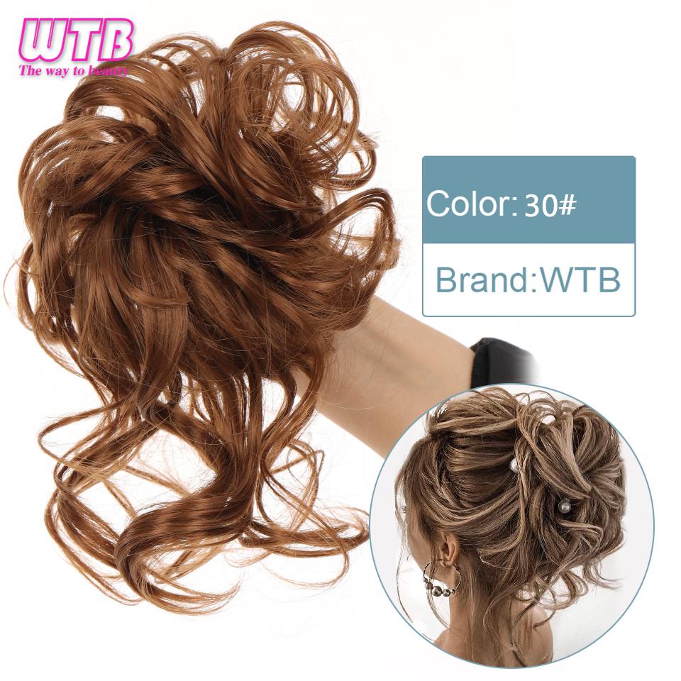 Short Messy Fluffy Chignon Donut Hair Bun Pad Elastic Hair Rope Rubber Band Synthetic Ponytail Hair Extension