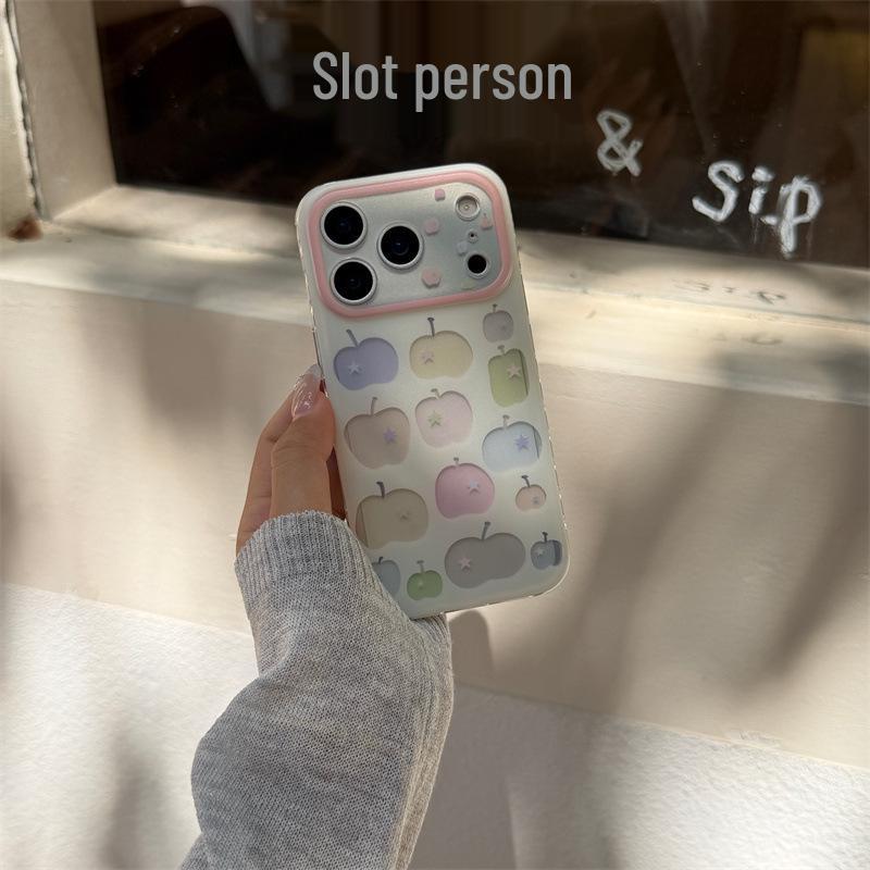 Цветной чехол-подставка в корейском стиле в виде яблока для iPhone 17, 16 Pro Max, 15, 14