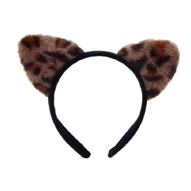 Повязка на голову с ушками кошки и леопардовым принтом, Косплей, Карнавальный головной убор для женщин и девочек, Повязка для мытья лица