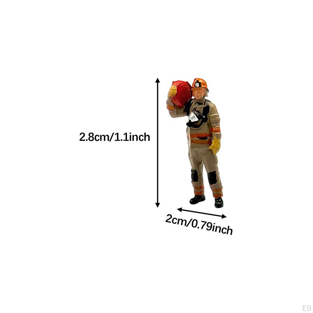 1/64 Firefighter Figures Diorama Action Realistic Tiny People Model for Micro Landscapes