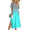 Ladies Fashion Summer Gradient Print Dress Casual Beach Dress Dress Slim Holiday Dress