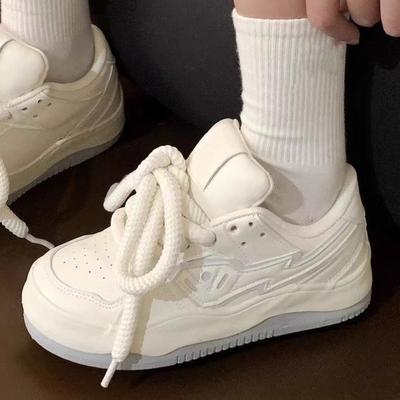 Американская платформа, туфли-хлебцы, женские, весна-осень, новинка, нишевые, студенческие, ретро, спортивные, дышащие, кеды