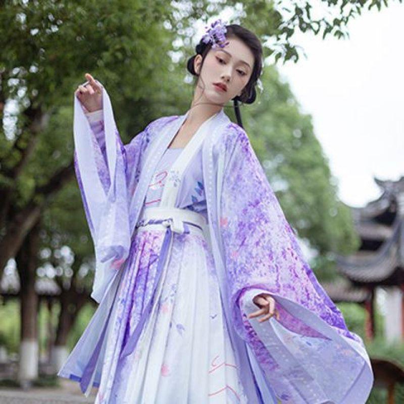 Китайская фея Ханфу, повседневная одежда, женский костюм с плиссированной юбкой