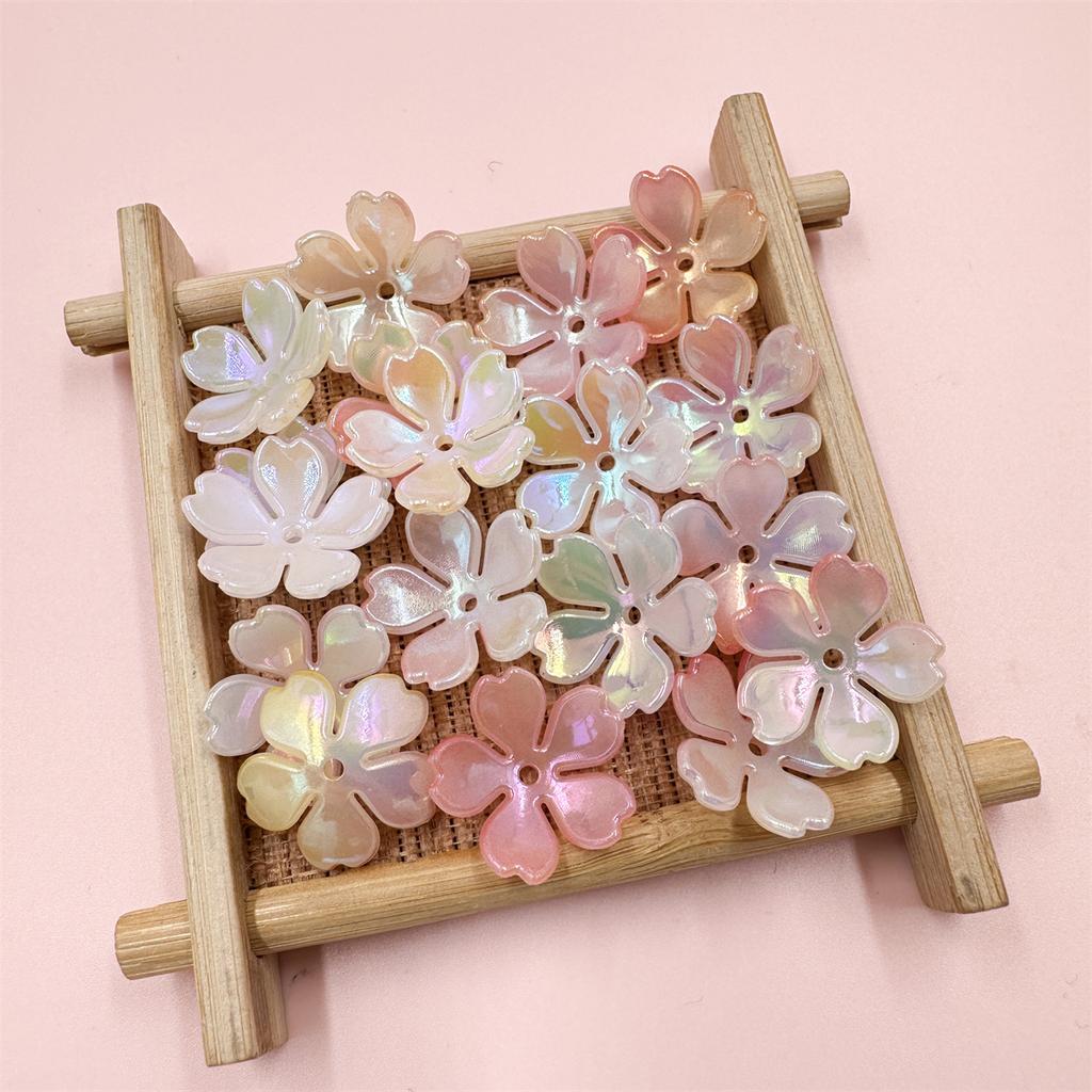 Creative 20Pcs DIY Findings Beading Neclace Bracelet Loose Beads Acrylic Colorful Flowers Handcrafted for Jewelry Making