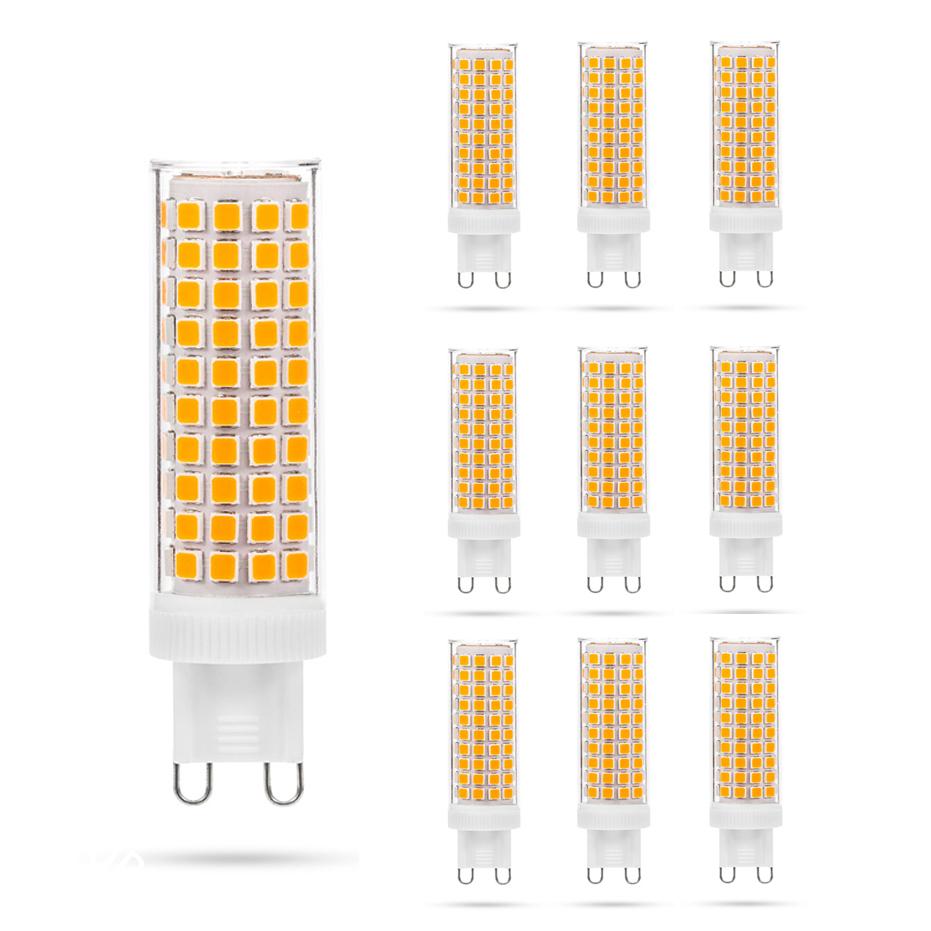 10 шт. Светодиодная лампа G9 10 Вт для люстры AC 100В-265В 124 светодиода SMD2835 Без мерцания Керамическая лампа для освещения гостиной
