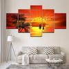 5 Pieces Landscape Sunset Sailboat Tree Bird Canvas Painting Seascape Posters and Prints Picture Living Room Home Decor No Frame