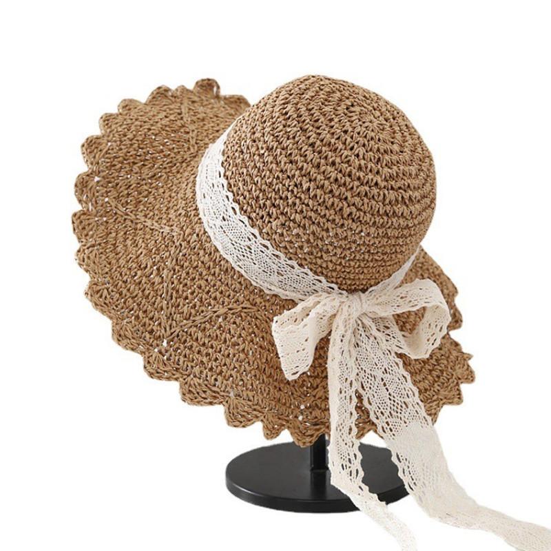 Handmade straw hat women's spring and summer small fresh sun hat travel sun protection hat sweet versatile fisherman hat