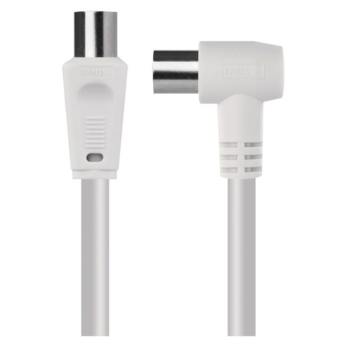 Câble coaxial - emos - s30710 - 7,5 m - double blindage - prise 90°