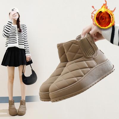Женские зимние ботинки на толстой платформе, повседневные нескользящие полусапожки с подкладкой из искусственного меха, удобные теплые короткие ботинки с флисовой подкладкой для женщин