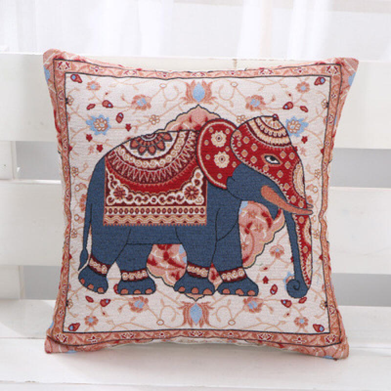 Ethnic Style Elephant Sofa Pillow, Cat Embroidered Cushion Cover, Pillowcase Cover (Without Pillow Core)