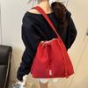 Retro Drawstring Bucket Bag Korean Style Tote Bag Vintage Denim Canvas Bag  Women