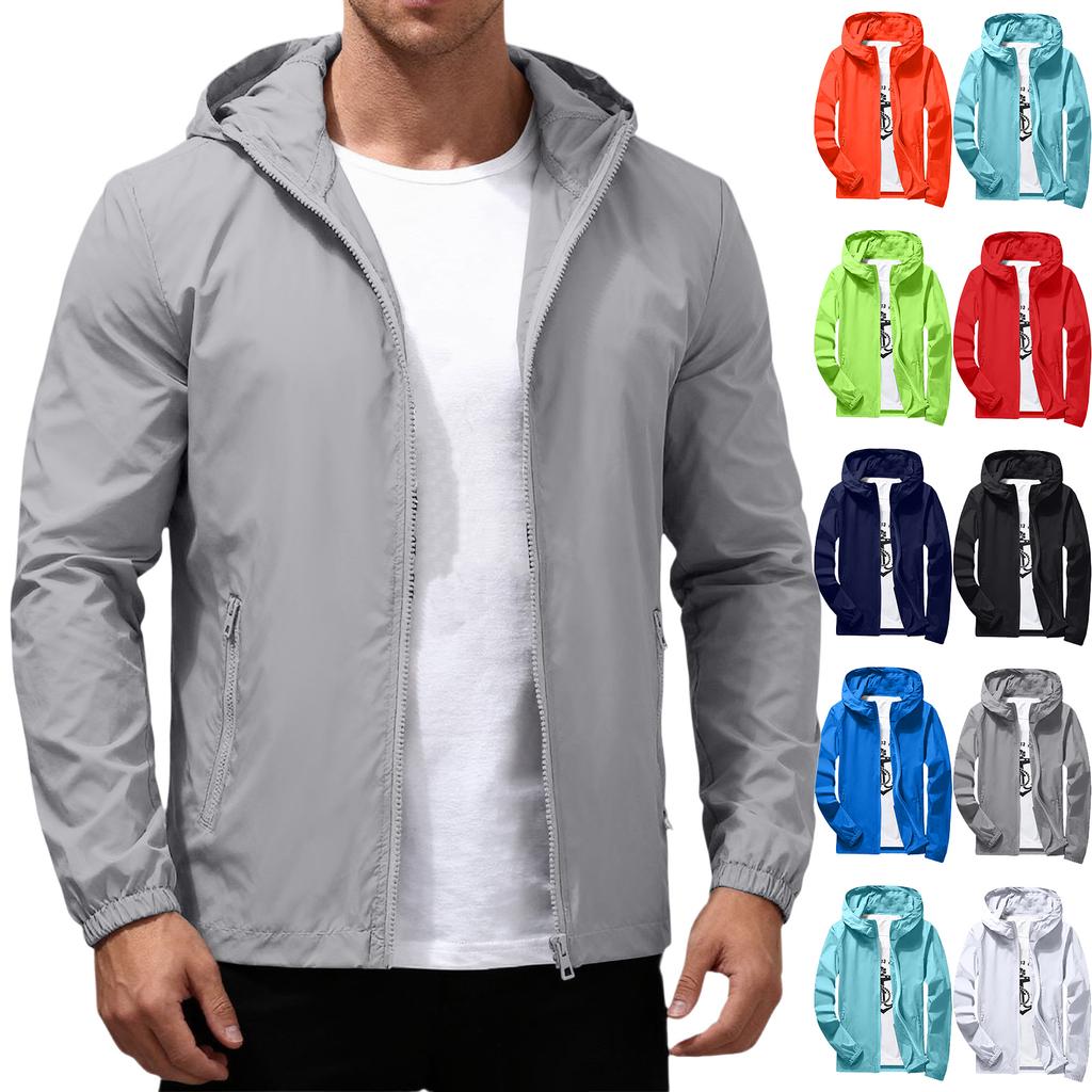 Men's Summer Light And Solid Color Outdoor Loose Large-sized Sun-protective Clothing, Windbreaker Jacket