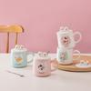 Cartoon Cute Cat Ceramic Mug with Lid Spoon  Milk Coffee Cup Creative and Practical Gift Water Cups Milk Juice Beverage Mugs