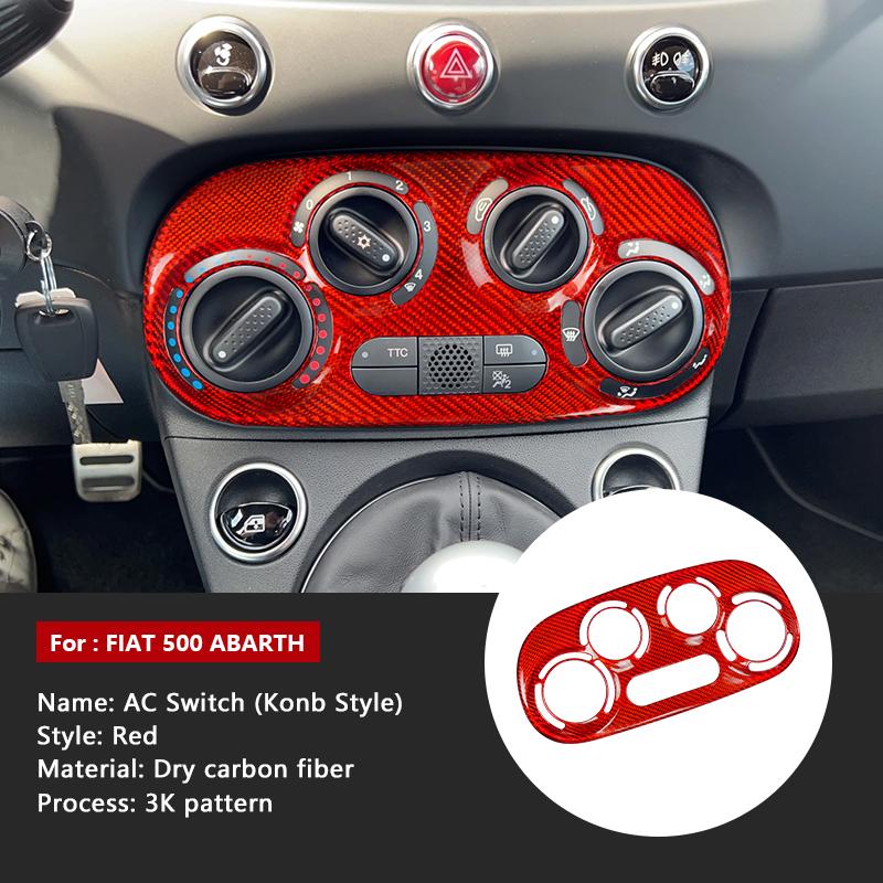 Real Dry Carbon Fiber Sticker For Abarth 595 2012-2024 Fiat 500 2008-2024 LHD RHD Car Manual Climate Central AC Knob Control