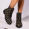 Модные осенние новые массивные ботильоны женские модные круглые передние шнурки с принтом мягкая подошва нескользящая удобная одинарная обувь
