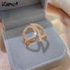 Kinel Fashion Hoop Кольцо из розового золота Циркон Кольцо регулируемого размера