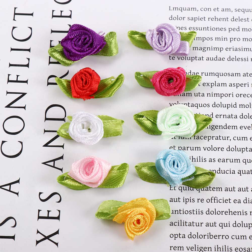 Свадебные Маленькие Разноцветные Мини Ленточные Розы Бант Украшения Искусственные Розетки Тканевые Цветы