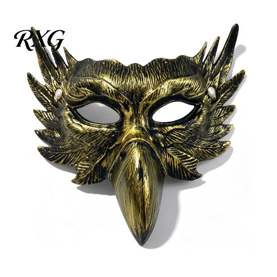 Unique Winged Mask Halloween Eagle Half Face Mask, Vintage Gold Decorative Party Masquerade Gothic Cosplay Props Golden Bird