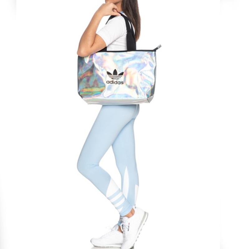 Adidas Оригинальная полиуретановая сумка-тоут, сумка для покупок, женская серебристая обычная сумка Adidas FL9630