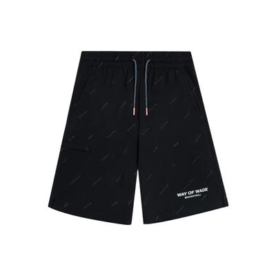 Мужские шорты прямого кроя с принтом из микро-логотипа Li Ning Wade Series, черные, AKSS809-4
