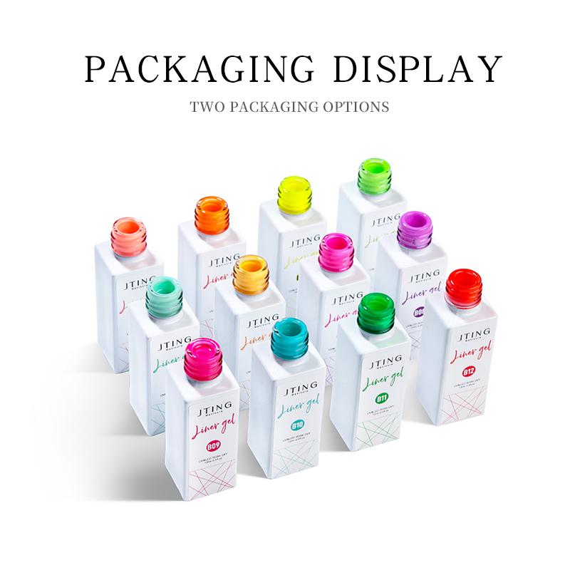 JTING 12 Color Bottles Nail Liner Gel Polish Art Kit with Gift Box Design OEM Custom Private Brand logo Gel Brush Liner Set