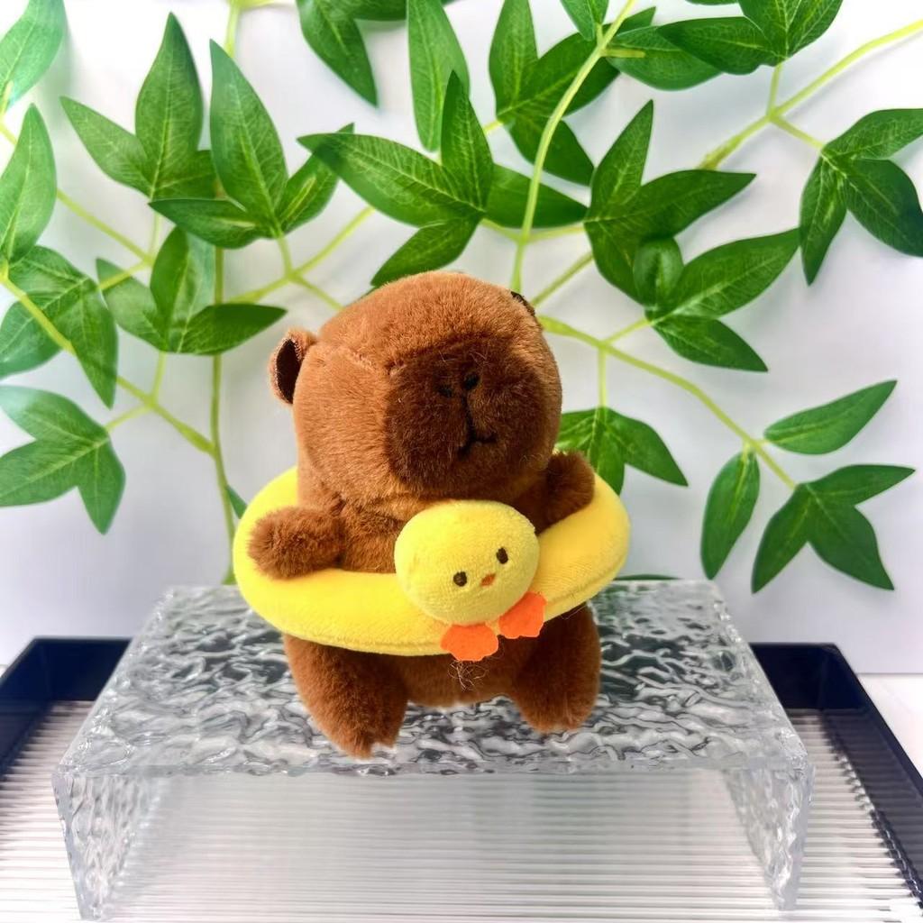 Adorable Capybara Plush Toy Keychain With Cute Swimming Ring Design For Gifts