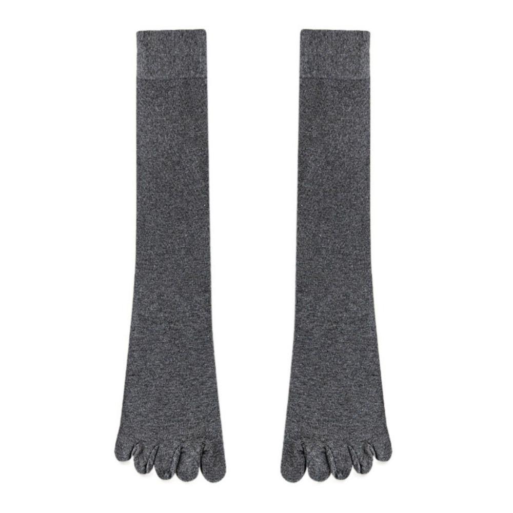 Solid Color Five Finger Long Socks Anti-slip Mid-tube Stocking Women Spring Summer