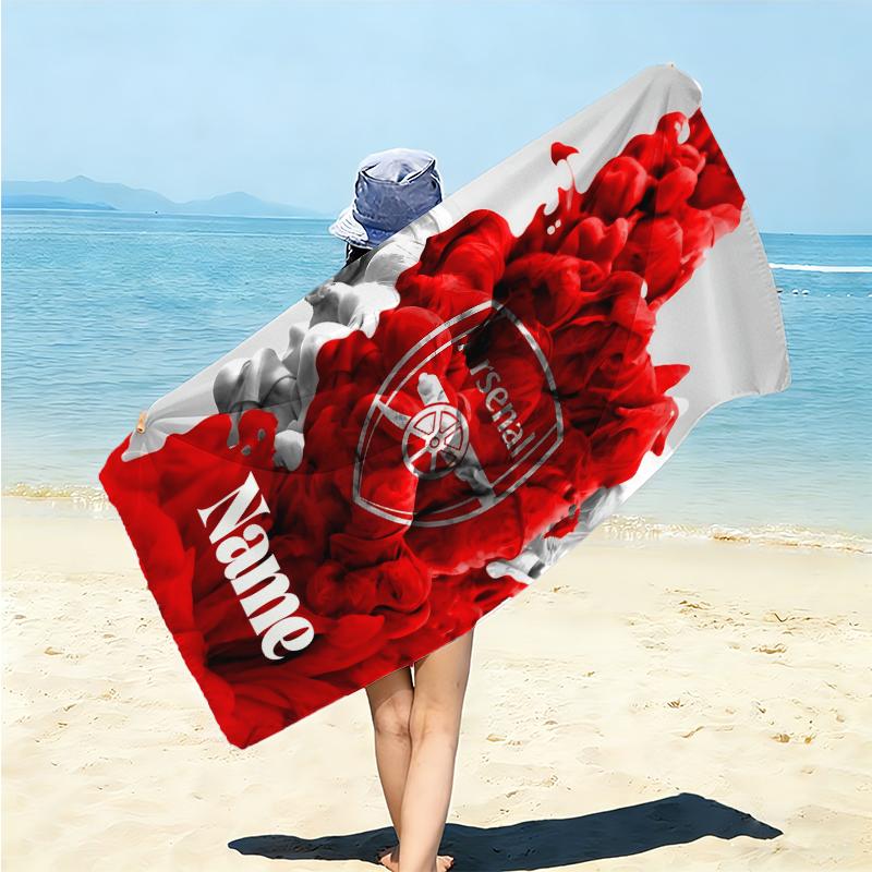 Personalized Arsenal Roses Artwork Beach Towel Microfiber Beach Towel Thin Absorbent for Beach Swimming Yoga Bath Sports. 091047