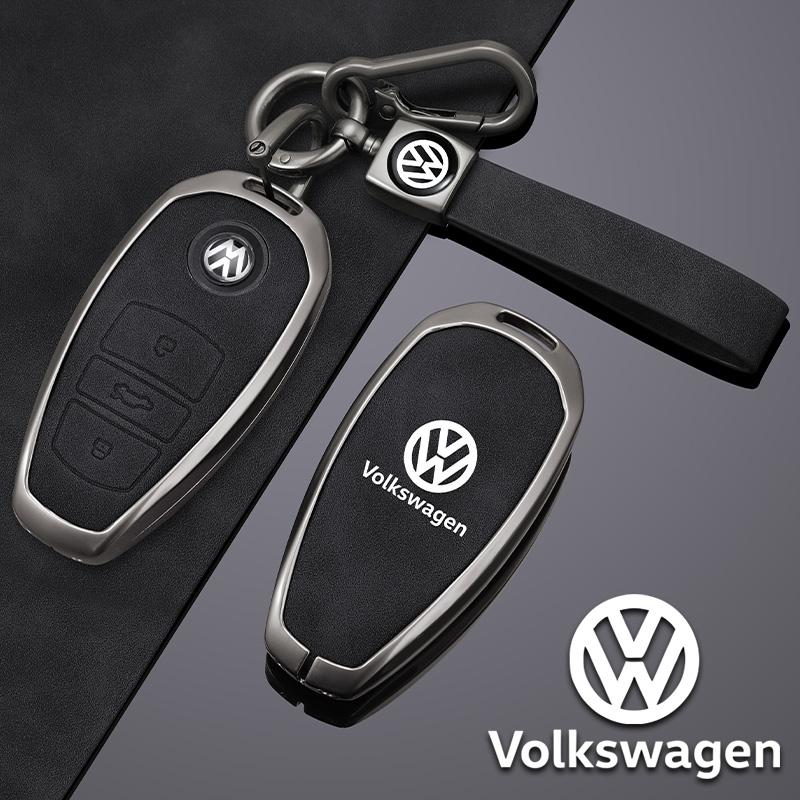Valve Stems Caps Zinc Alloy Leather Car Key Cover Case Fob Holder For VW Volkswagen Touareg 2011 2012 2013 2014 2015 2016 2017 2 zq7