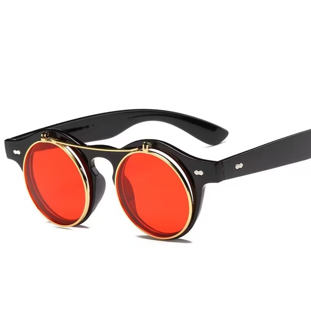 Double Layer Flip Cover Sunglasses Sun-Protective Black Shades Glasses Retro Outdoor Sunglasses
