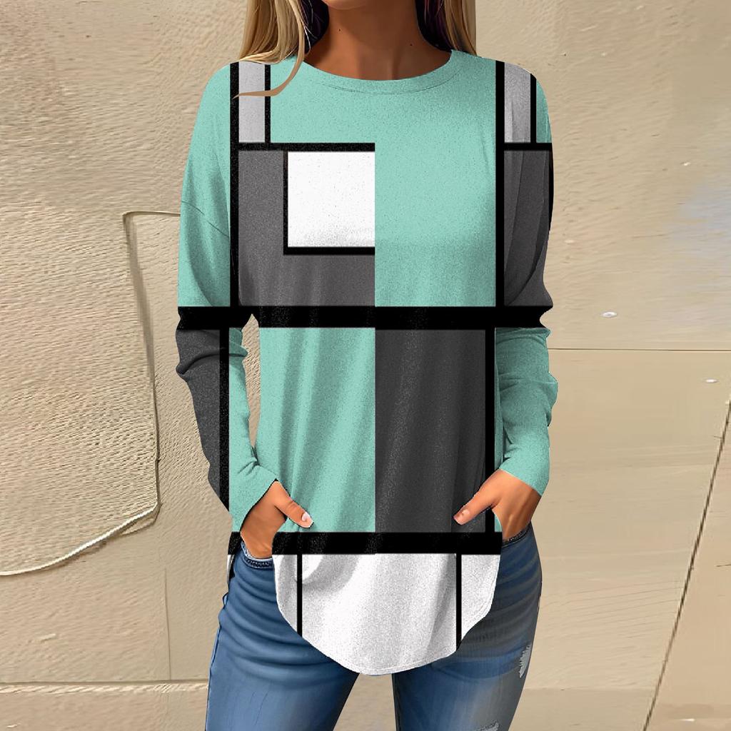 Футболки для женщин, осенние повседневные рубашки с длинными рукавами, толстовка с ретро-принтом, топ, пуловер